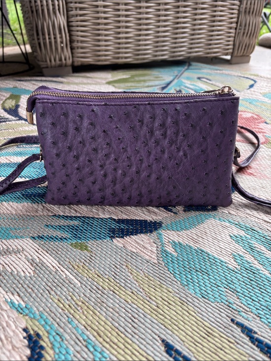 no brand Handbags - Compact Purple Ostrich-Texture Crossbody Bag